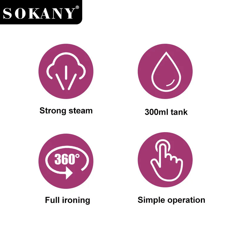 SOKANY12008 Handheld Portable Clothes Ironing Brush for Home and Travel, Mini Iron