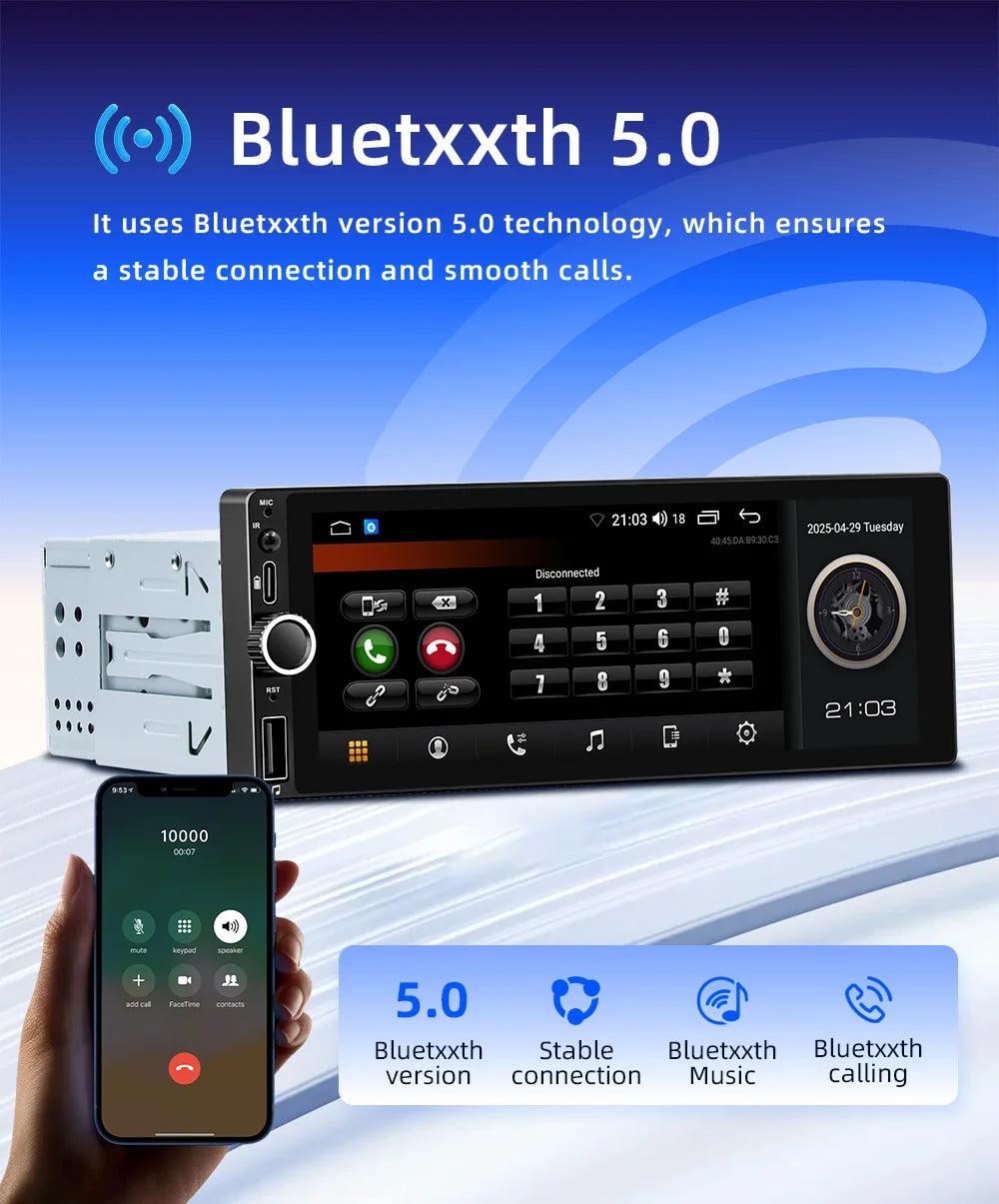 Car Intelligent Systems Android 13 1din Player Wireless Carplay Android Auto WIFI Internet GPS Navigation RDS BT Auto Stereo
