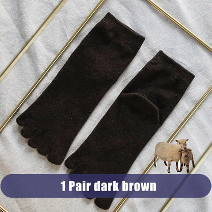 1/5 Pairs Winter Men Five Finger Socks Short Harajuku Wool Solid Business Anti-Bacterial Breathable Warm Socks With Toes Brand