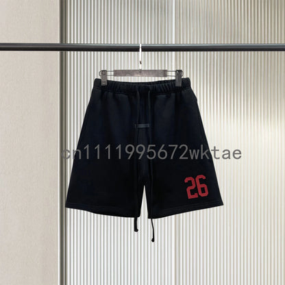 FW26 Double Line Luxury Design Men's Casual Shorts Rubber Number 26 Logo Shorts Designer Brand Couple High Street Loose Shorts