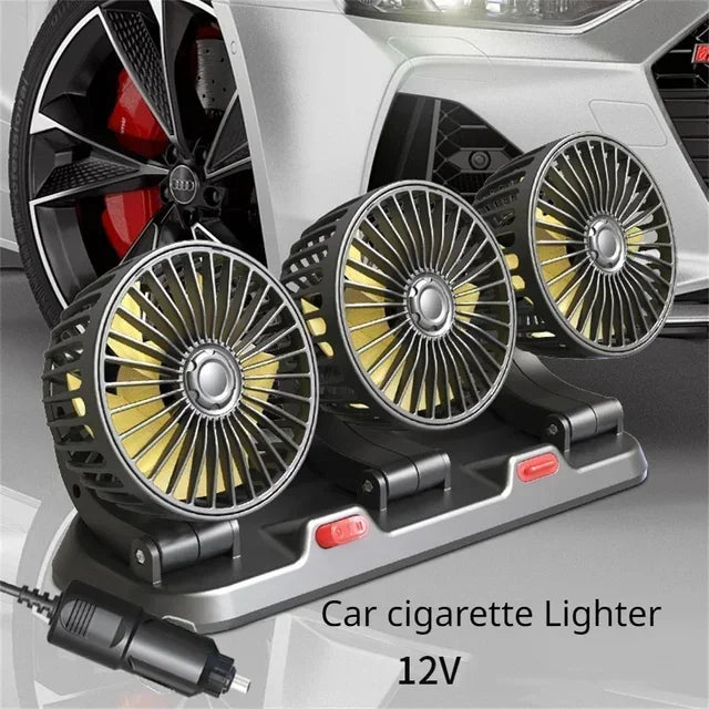 Car Fan 360° Adjustable 3 Head Air Fan Automotive Electric Fan 5V/12V/24V Fan 2 Speeds Car Silent Fan For Home Desk Office&Car