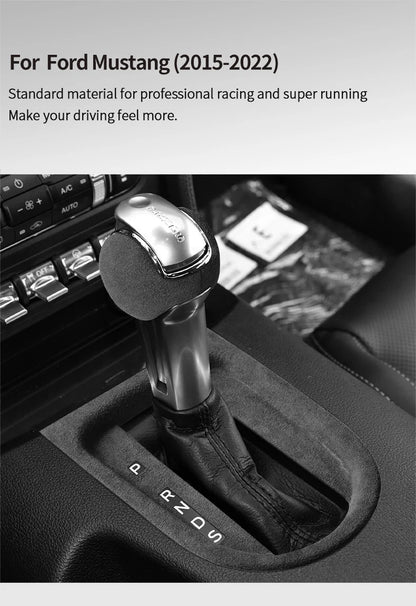 Made of Alcantara For Mustang Car Center Console Gear Shift Panel Trim Sticker and Gear Shift Boot Cover Interior Accessories