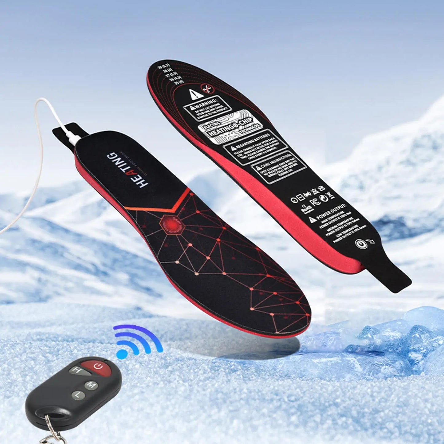 Heated Shoe Insoles Electric Thermal Warmer Insoles Long-Lasting Thermal Shoe Inserts For Winter Camping Hiking Outdoor