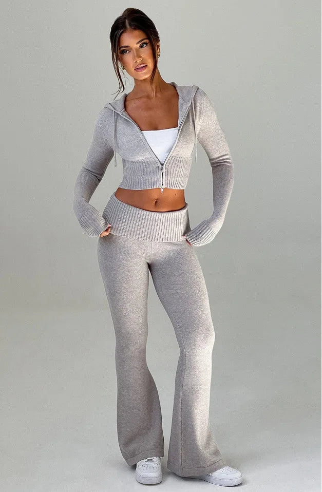 Spring New Women's Clothing Slim-fit Short Hooded Top Casual Pants Fashion Suit Women's Two-piece Set