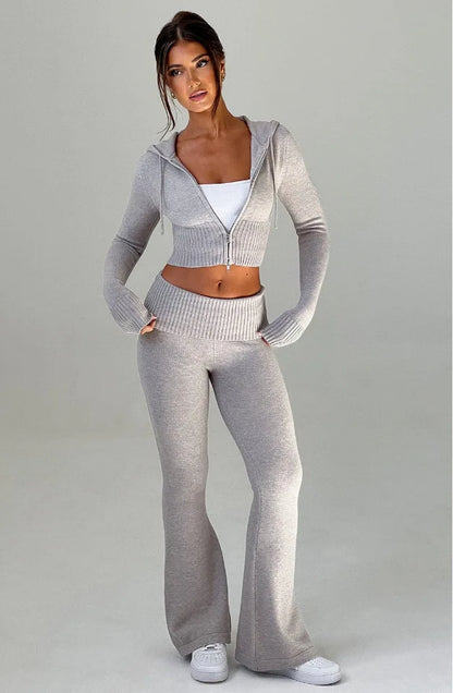 Spring New Women's Clothing Slim-fit Short Hooded Top Casual Pants Fashion Suit Women's Two-piece Set