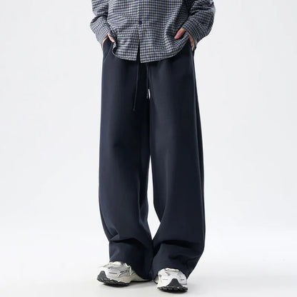 DUKEEN Men’s 400g Heavyweight Straight-Leg Sweatpants Cotton Blend Wide Fit Casual Sports Pants for Spring Autumn