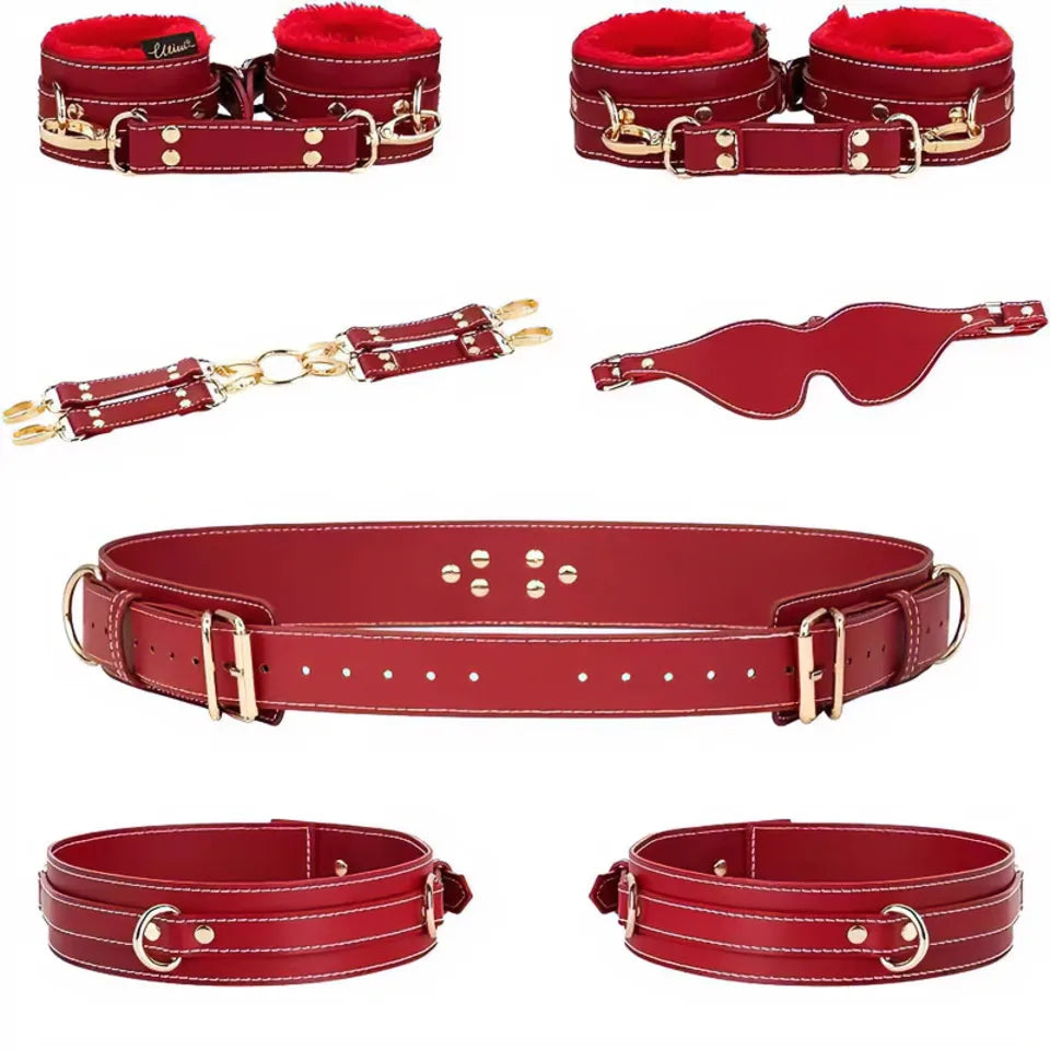 Adult SM Game Couples Sex Fun Toys Waist Restraints Kits Adjustable Buckle PU Leather Sex Bondage Gags BDSM Kit Restraints 6PCS