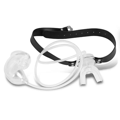 Male Chastity Cage Device with Piss Urinal Penile Sheath Flow Into The Mouth Plug BDSM Slave Sex Toys for Couples Adult Games