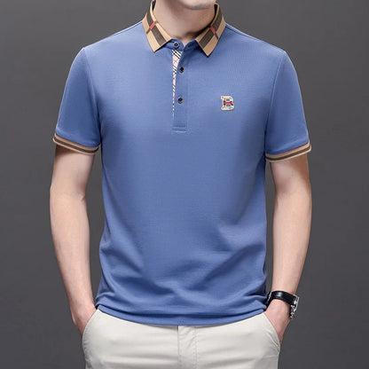 Summer Men's New Cotton Tailored Fit Polo Shirt Comfort Breathable Business Luxury Golf Daily Short Sleeve Refined 3D Badge Tee