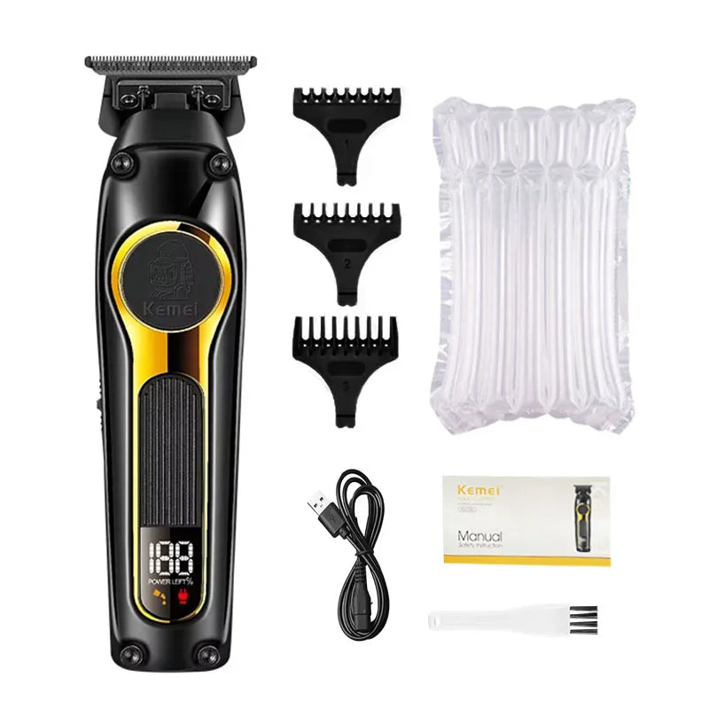 Kemei Rechargeable Hair Clippers kit Professional DLC Blade Electric Trimmer Men Barber Cordless Shaver KM-2242 KM-2351 KM-3209