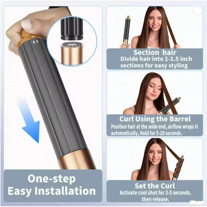 6-In-1 Hair Care Styler Negative Ion Blow Dryer Multi-Function Curling Iron Combination for Styling And Grooming