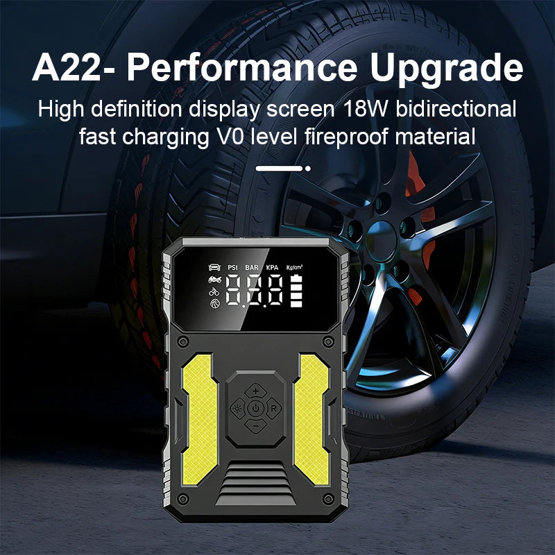 4in1 Portable Jump Starter Power Bank 12V 1500A Car Jump Starter With 150PSI Air Compressor Emergency Booster Lighting Charging
