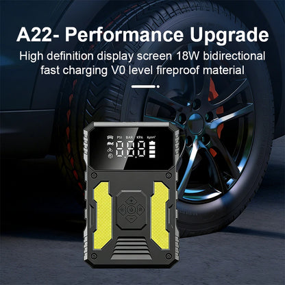4in1 Portable Jump Starter Power Bank 12V 1500A Car Jump Starter With 150PSI Air Compressor Emergency Booster Lighting Charging