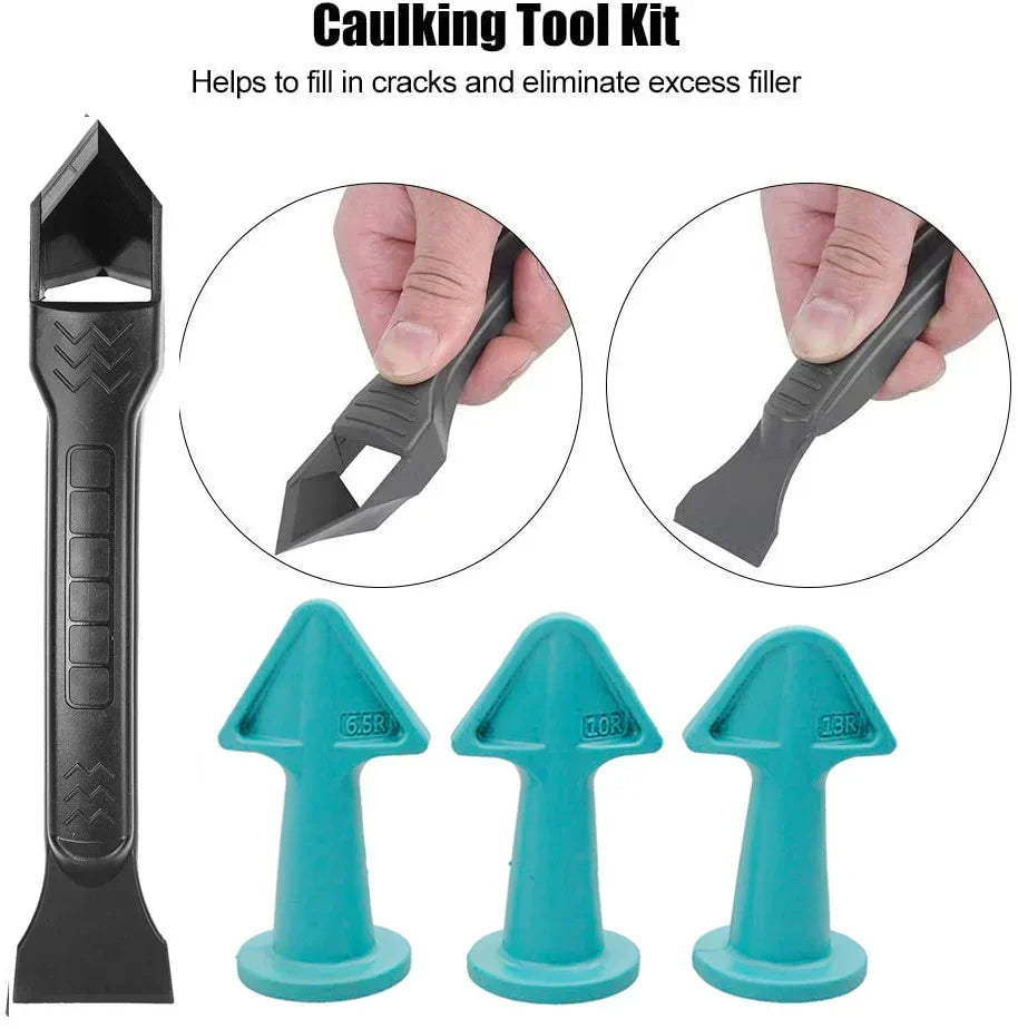 5pcs Caulking Nozzle Applicator Finishing Tool Spatula Plastic Glue Shovel Tile Brick Joints Floor Silicone Remover Grout Kit