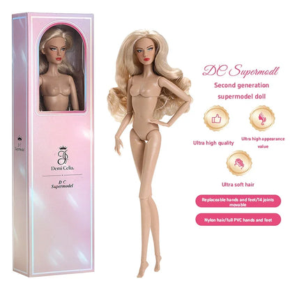 32CM 1/6 Scale Supermodel Fashion Doll In Gift Box Movable Mannequin Figure Nylon Hair Posable Dress-Up Doll For Outfit Making