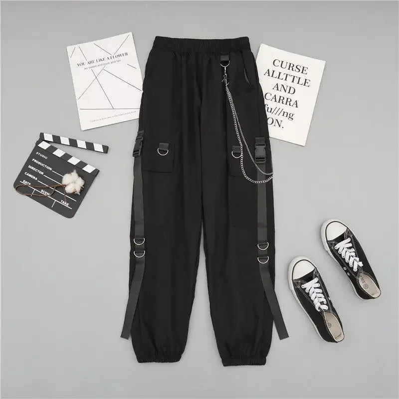 2 Two Piece Sets Outifits For Women New Suit Female Student Korean Loose Long Sleeve Shirt + High Waist Cargo Pants Joggers