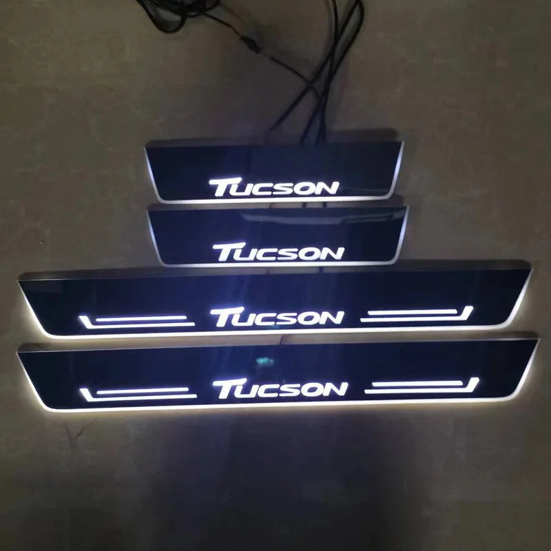 Custom car logo For Hyundai Tucson 2015-2019 Moving LED Welcome Pedal Car Scuff Plate Pedal Door Sill Pathway Light
