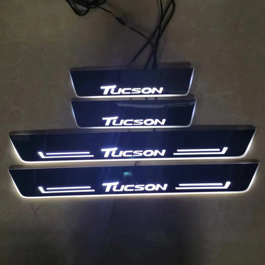 Custom car logo For Hyundai Tucson 2015-2019 Moving LED Welcome Pedal Car Scuff Plate Pedal Door Sill Pathway Light