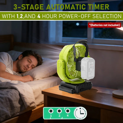 Cordless Oscillating Fan for Ryobi 18V ONE+ Battery, 3-Speed Jobsite Industrial Camping Fan(Battery not Included)