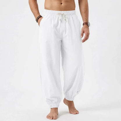 Men Summer Linen Jogger Pants Plus Size, Loose Beach Casual Trousers For TK EU US