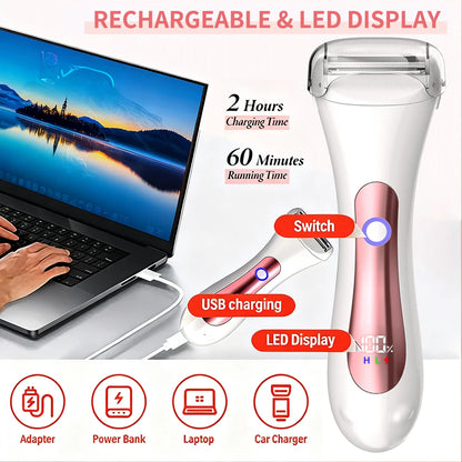 Wet & Dry electric Epilator for Legs and Body, IPX7 Waterproof, Portable Female Shaver Lady Bikini Trimmer Facial Hair Remover