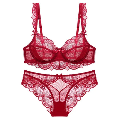 MOYISU 2026 French Lace Bralette Set | A-G Cups Adjustable Lift | Anti-Sag Slimming Bra | Sheer Allure Wire-Free Summer