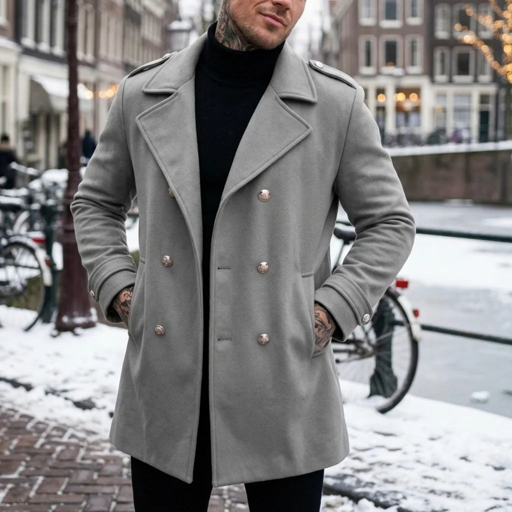 Winter Men's Double-Breasted Trench Coat | Warm & Windproof Overknee-Length Jacket | Casual to Business Streetwear Long Coat