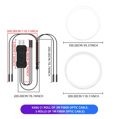 Car RGB Ambient LED Light Strip USB Fiber Optic Atmosphere Neon Invisible Light Kit with APP Control Auto Decorative Lamp