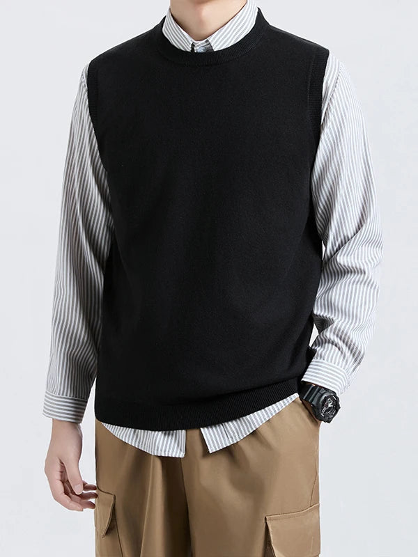 Cityboy Knitted Vest for Men Autumn Winter Trendy Brand Sleeveless American Style High-End Feel Shoulder Top Outerwear