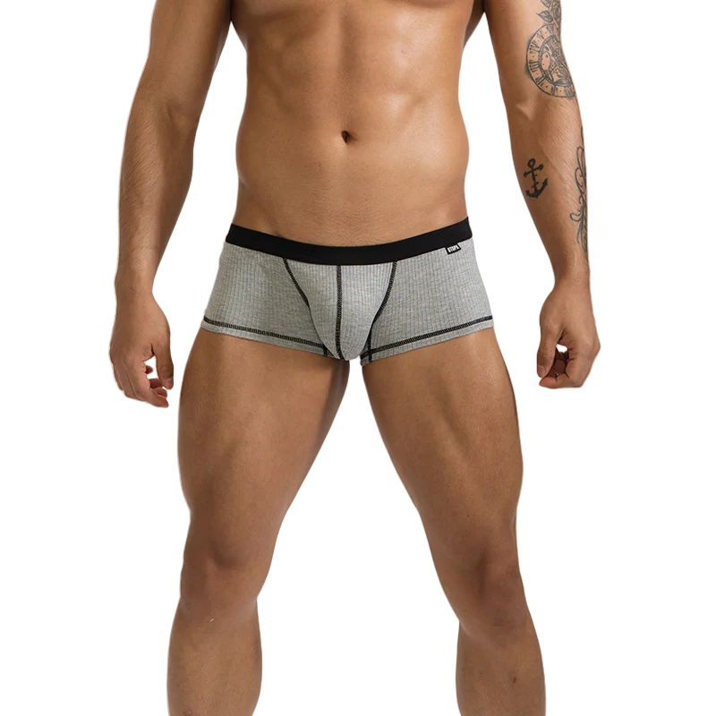 6Pack Mens Boxer Briefs Low Rise Boxers Breathable Single Layer U Convex Pouch Mens Underwear