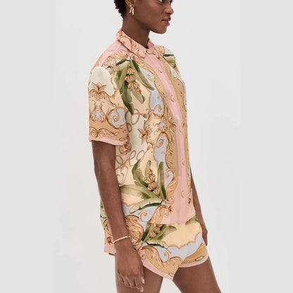 2026 New Casual Fashionable Personality Shirt Shorts Set Spicy Girl Fashionable Two-Piece Suit for Women Autumn Season