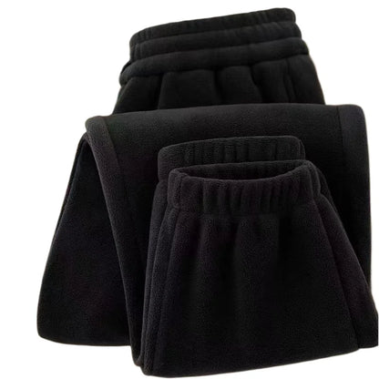 Thickened Fleece Men's Sweatpants Casual Loose Fit Winter Warm Trousers for Construction Workers Youth Fashion Black