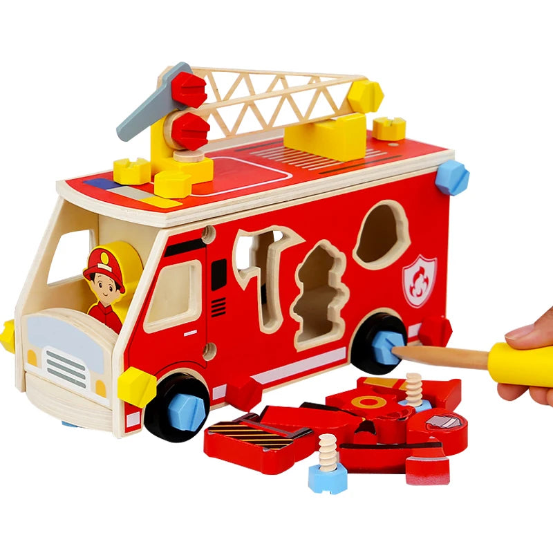 Montessori Wooden Toys Pretend Play Tools Construction Toy Nut Screw Disassembly Assembly Toolbox  Educational Toys for Kids
