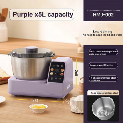 5L Auto Dough Kneading Machine Home 304 Stainless Steel Timing Dough Mixer Multi-functional Fermentation Integrated Kitchen Tool