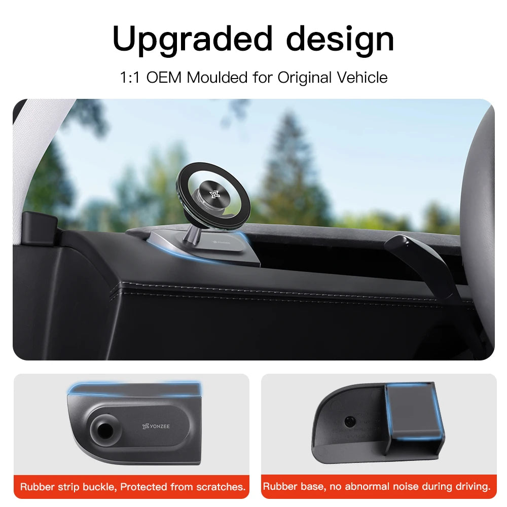 YZ Car Phone Mount 360° Magnetic for Tesla Model Y YL Model 3 Highland Juniper 2026 Foldable Dashboard Phone Stand Accessories