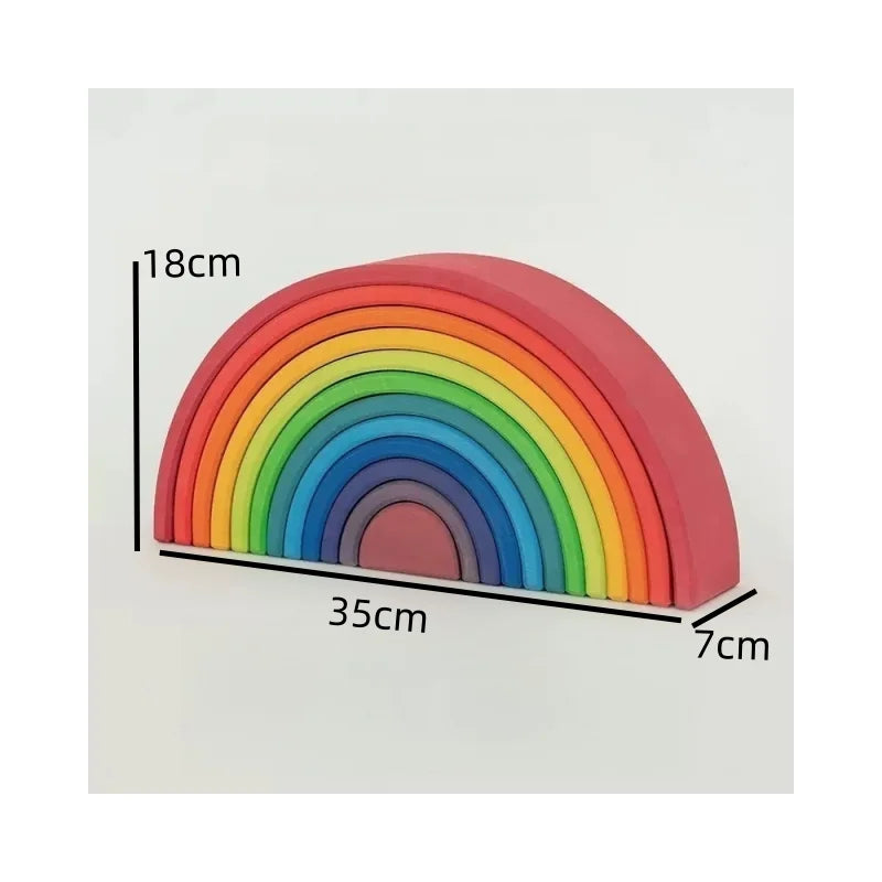 Wooden Rainbow Block Colorful Stacking Building Block Children Open-shaped creative building blocks Montessori Educational Toy