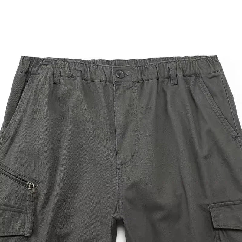 Fashion Solid Color Cotton Casual Pants Men Multi Pocket Cargo Pants Male Baggy Camouflage Sweat Pants Loose Fit Plus Size M-5XL