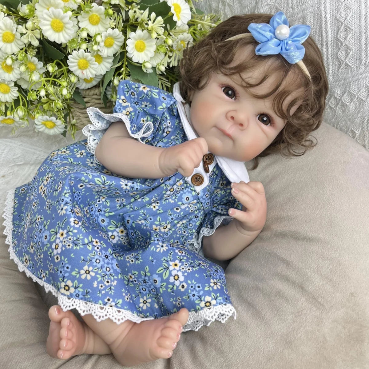 AONPENG Full Vinyl Body 45 CM Sweet Reborn Baby Doll Toy for Girl Lifelike Handmade Fashion Birthday Gift Play House Bedtime Toy