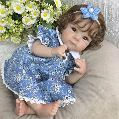 AONPENG Full Vinyl Body 45 CM Sweet Reborn Baby Doll Toy for Girl Lifelike Handmade Fashion Birthday Gift Play House Bedtime Toy
