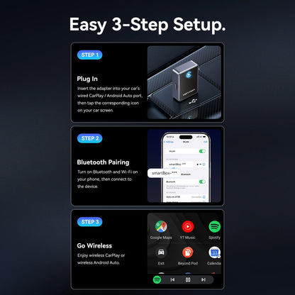 Vention 2in1 Wireless CarPlay Adapter Android Auto For OEM Car Plug and Play AI Smart Box WiFi Bluetooth Auto Connection