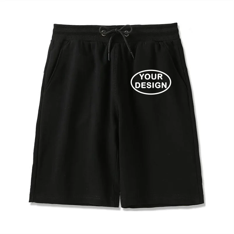 Summer New Men's Pure Cotton Shorts With Custom Printed Embroidery LOGO Outdoor Loose Drawstring Casual Shorts