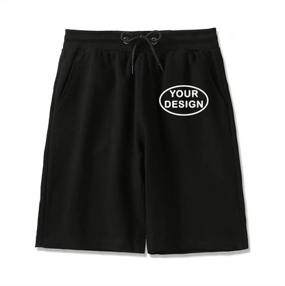 Summer New Men's Pure Cotton Shorts With Custom Printed Embroidery LOGO Outdoor Loose Drawstring Casual Shorts