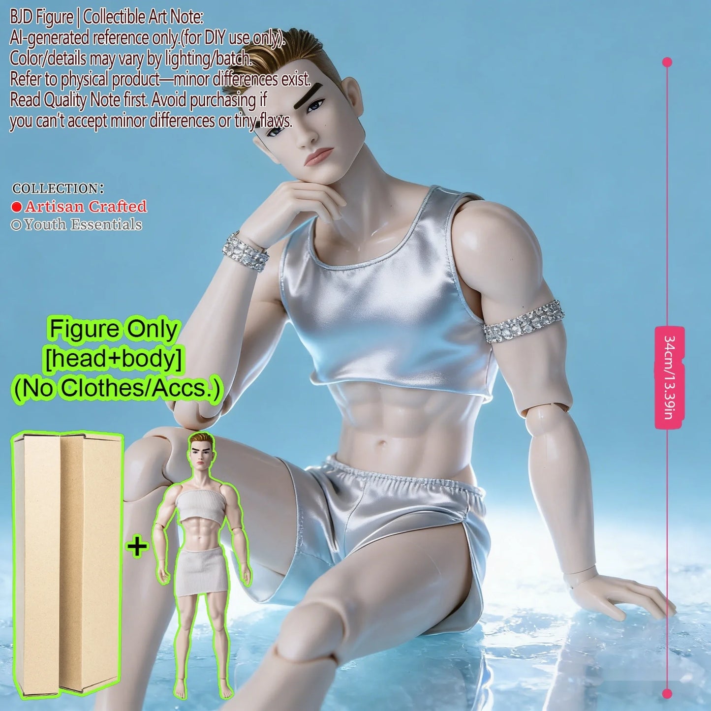 12.6 Inch 1/6 Fashion BJD MJD Supermodel Doll Ball Jointed Posable Collectible Realistic Hair NoClothes
