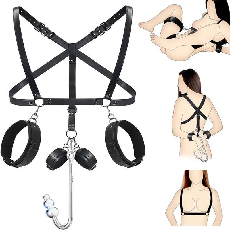 SM Adult Sex Toy Backhand Binding Apertural Plug Anal Hook Bondage Toys Bdsm Kit Slave Bondage Handcuff Couple Bundle Game 18+
