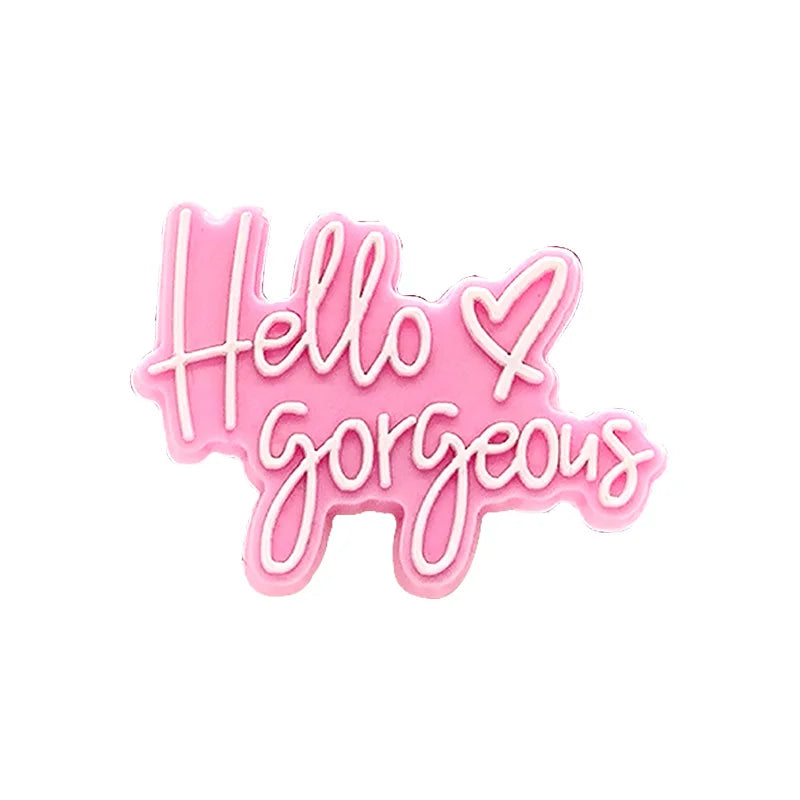 1/50PCS Pink Style Alphabet Women Shoe Charms Accessories Pins for Clog Fashion Women Shoe Buckle Decorations Tote Bag Pendant