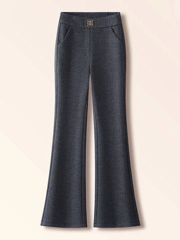 Thickened Fleece Lined Woolen Wide Leg Pants Casual Trousers for Middle Aged And Elderly Autumn Winter New Style Fashionable ...