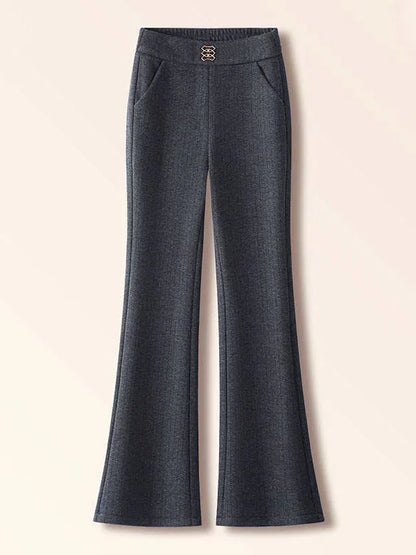 Thickened Fleece Lined Woolen Wide Leg Pants Casual Trousers for Middle Aged And Elderly Autumn Winter New Style Fashionable ...