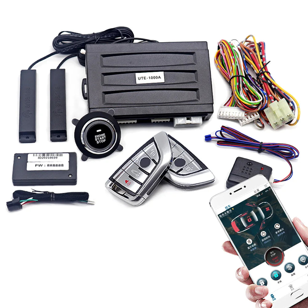 Universal Car alarm with remote starter Autostart system Start stop button system Car accessories Alarm automotive Smart lock