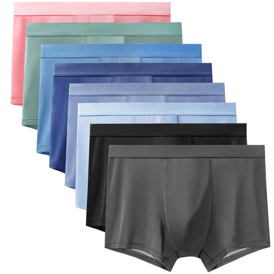 6pcs Men's Summer Ice Silk Boxers Briefs Males Underwears Boys Comfort Underpants Shorts Mans Ultra-thin Breathable Sexy Panties