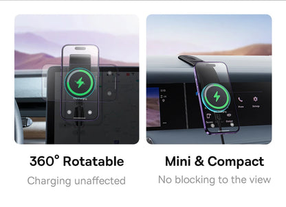 Baseus Magnetic Car Phone Holder 15W Wireless Charger Bendable Car Phone Mount for iPhone 12-17 Stand Dashboard Center Console